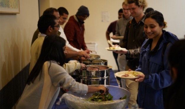 Students at a community college feeding program