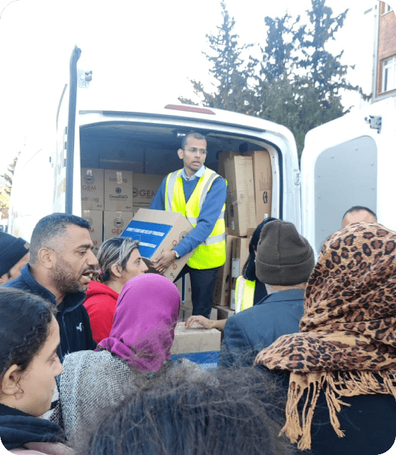 Emergency food relief being distributed to communities affected by disasters